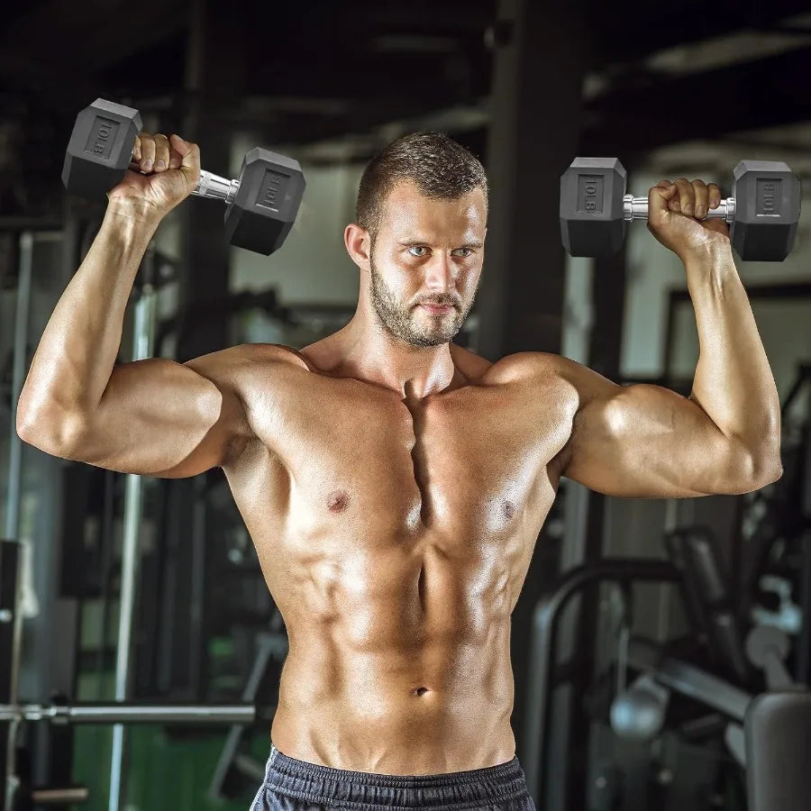 Dumbbell Set 50lb Pair, Rubber