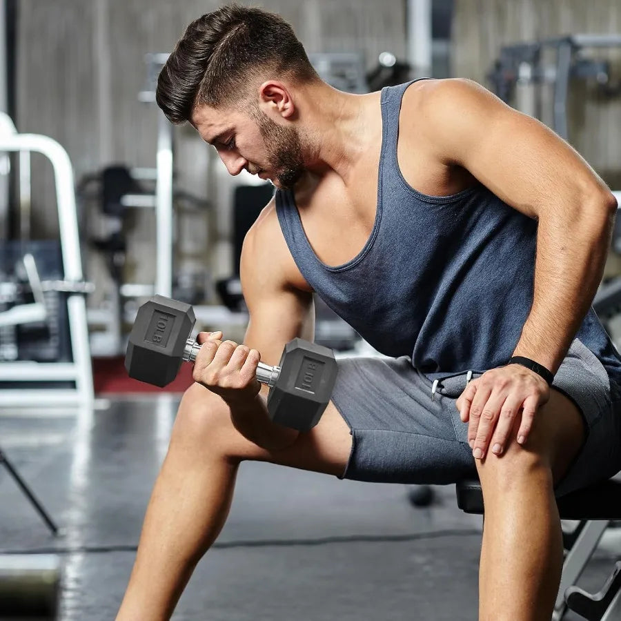 Dumbbell Set 50lb Pair, Rubber